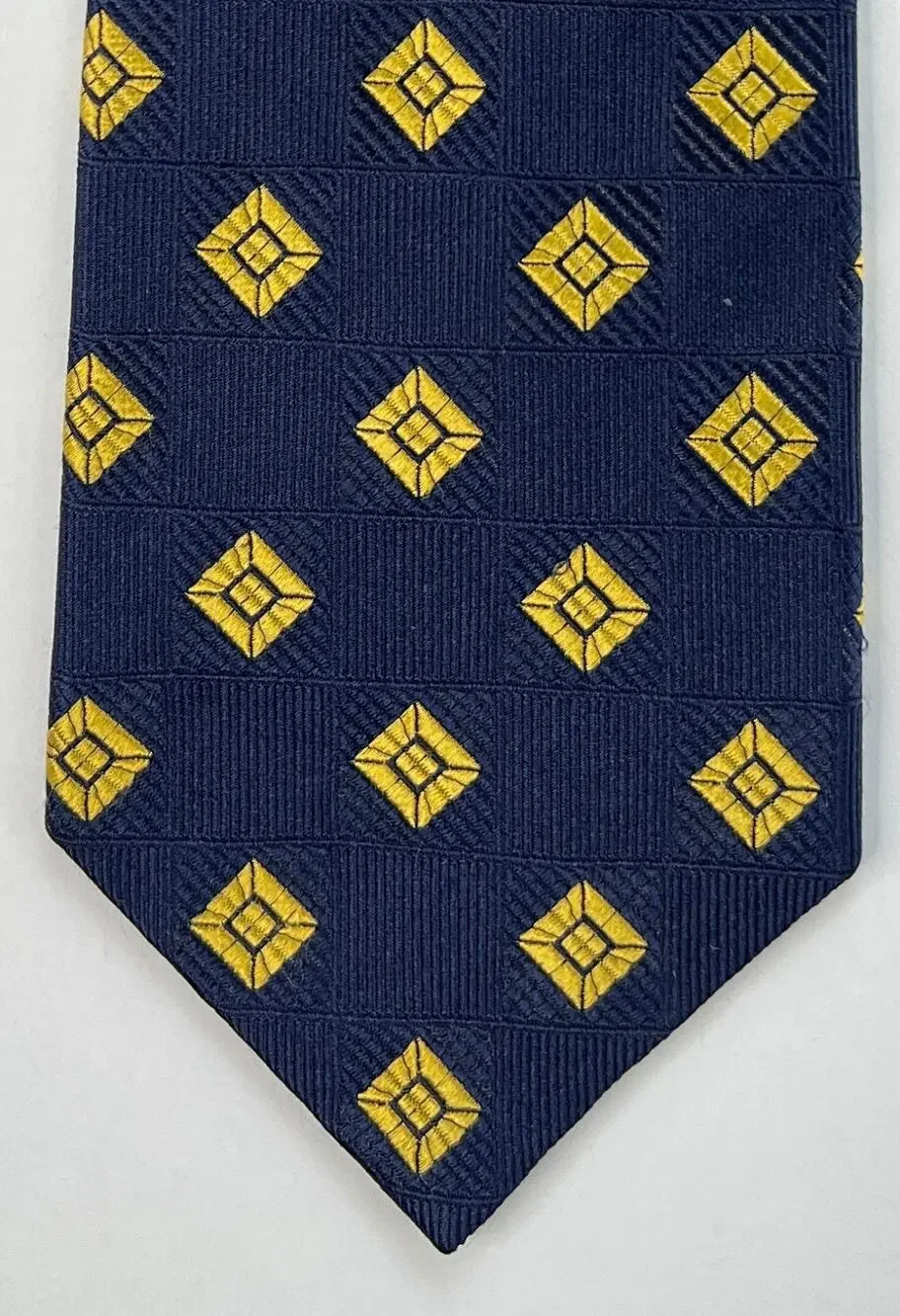 Jos A Bank Tie Navy Gold Geometric Silk Necktie Classic Wide Business USA